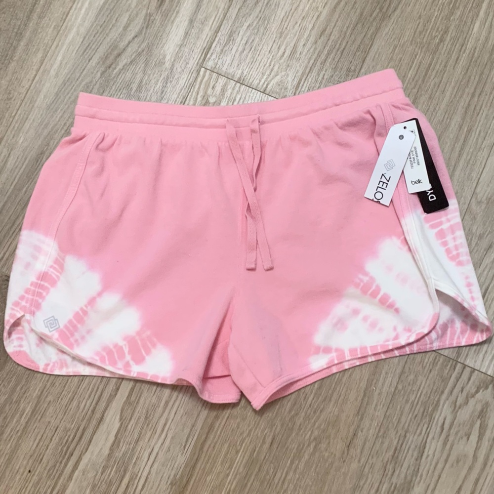 Zelos Tie Dye Shorts Drawstring Sweats M Pink White NEW